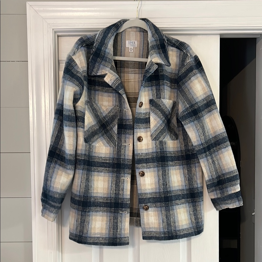 Plaid Jacket in Blue and Cream
